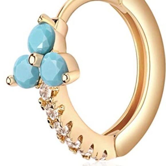 14K Gold Turquoise Earring - Picture 4 of 4